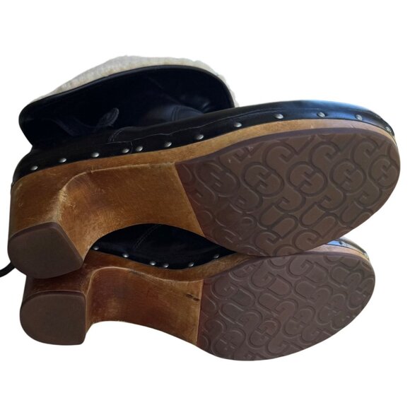 UGG Australia Lynnea Women's USA Size 10 Sheepskin Clog Boots Black Studded - Picture 10 of 14